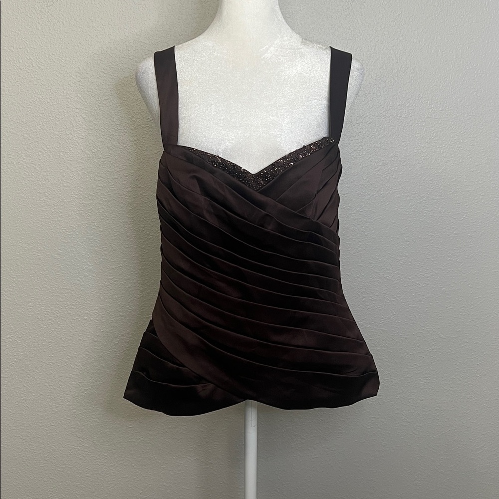 Alfred Angelo Satin Beaded Top Brown Size 10 NWT